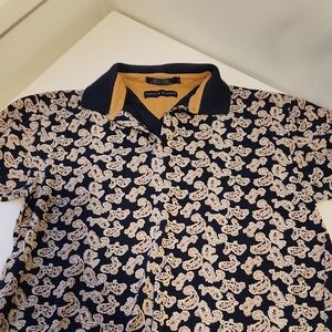 Tommy Hilfliger Men's Navy and White Paisley Pattern Polo
